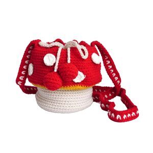 3707 Mushroom Purse Crossbody Crochet Bags Knitted Mushroom Bag Cottagecore